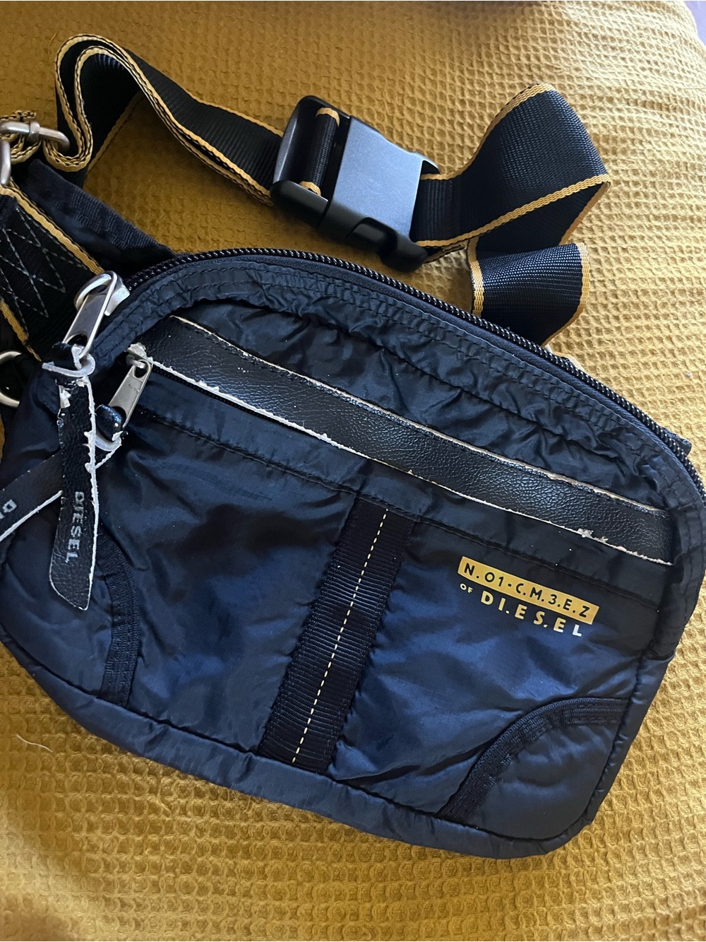 Vintage DIESEL Spare Parts fanny waist Hip Bag Y2K black lrg buckle spare parts